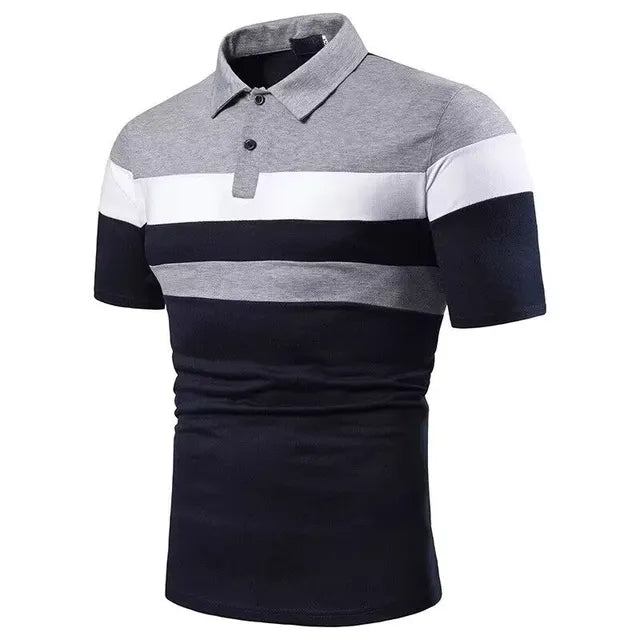 GolfThing Fairway Stride Golf Polo Shirt Red Grey