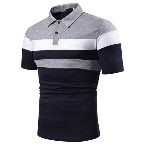 GolfThing Fairway Stride Golf Polo Shirt Navy Grey