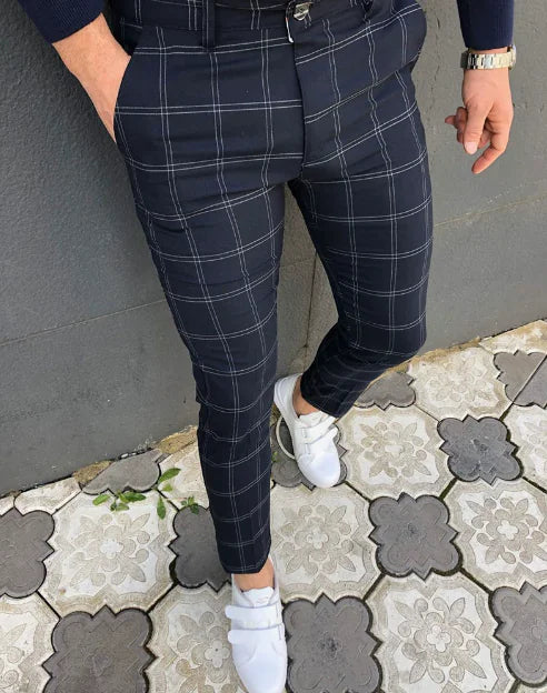 GolfThing Check Print Slim Fit Golf Chinos - Brown