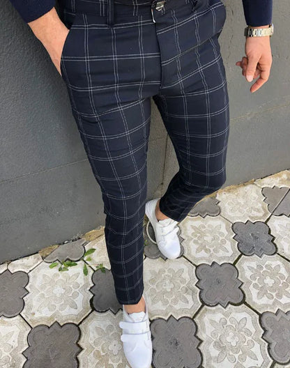 GolfThing Check Print Slim Fit Golf Chinos - Brown