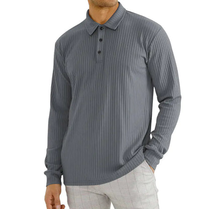 GolfThing Men's Smart Collared Jumper - Vertical Striped Golf Jumper - Black