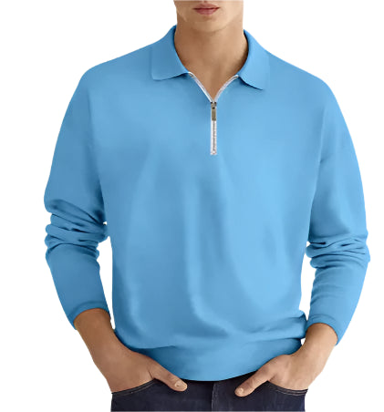 GolfThing Men's Elite Fit Quarter Zip Jumper - Moisture Wicking Light Blue